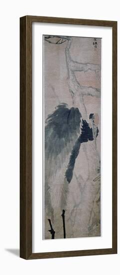 'Crane and Pine', hanging scroll by Jen Po-nien, Chinese, c1890-Werner Forman-Framed Photographic Print