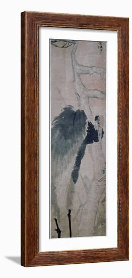 'Crane and Pine', hanging scroll by Jen Po-nien, Chinese, c1890-Werner Forman-Framed Photographic Print