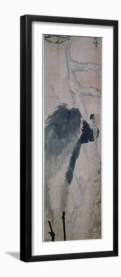 'Crane and Pine', hanging scroll by Jen Po-nien, Chinese, c1890-Werner Forman-Framed Photographic Print