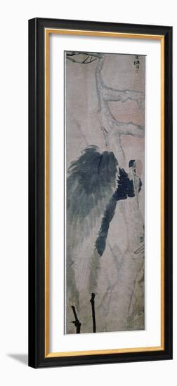 'Crane and Pine', hanging scroll by Jen Po-nien, Chinese, c1890-Werner Forman-Framed Photographic Print