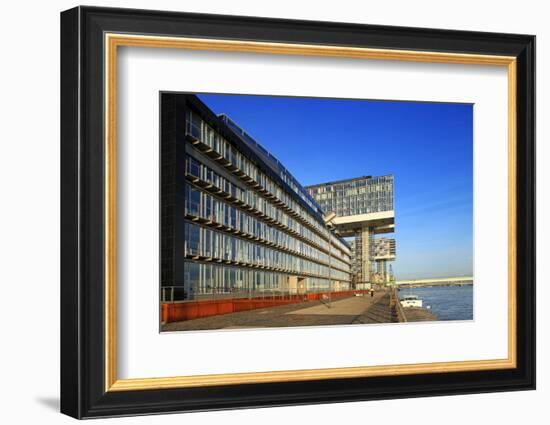 Crane Houses at Rheinau Harbour, Cologne, North Rhine-Westphalia, Germany, Europe-Hans-Peter Merten-Framed Photographic Print