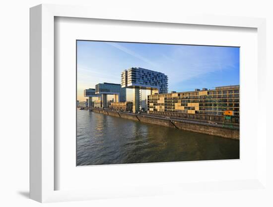 Crane Houses at Rheinau Harbour, Cologne, North Rhine-Westphalia, Germany, Europe-Hans-Peter Merten-Framed Photographic Print