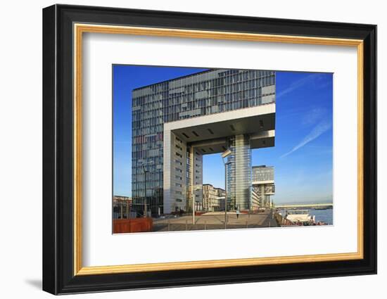Crane Houses at Rheinau Harbour, Cologne, North Rhine-Westphalia, Germany, Europe-Hans-Peter Merten-Framed Photographic Print