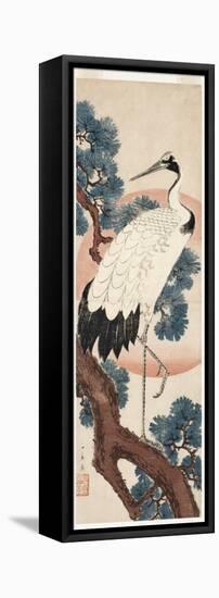 Crane in Pine Tree at Sunrise, 1850-55-Utagawa Hiroshige-Framed Premier Image Canvas