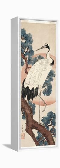 Crane in Pine Tree at Sunrise, 1850-55-Utagawa Hiroshige-Framed Premier Image Canvas