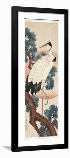 Crane in Pine Tree at Sunrise, 1850-55-Utagawa Hiroshige-Framed Giclee Print