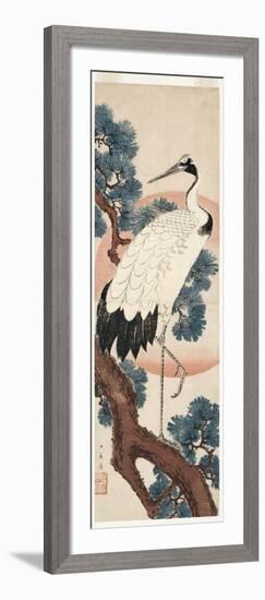 Crane in Pine Tree at Sunrise, 1850-55-Utagawa Hiroshige-Framed Giclee Print