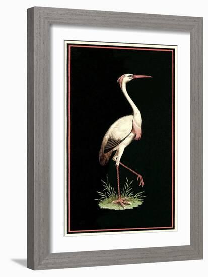 Crane on Black Background-null-Framed Art Print