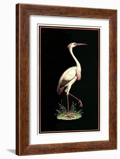 Crane on Black Background-null-Framed Art Print