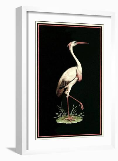 Crane on Black Background-null-Framed Art Print