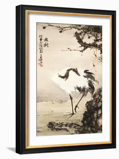 Crane under a Pine Tree-Gao Qifeng-Framed Giclee Print