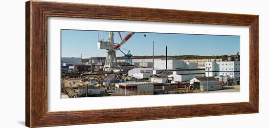 Cranes at metal factory, Bath, Sagadahoc County, Maine, USA-null-Framed Photographic Print