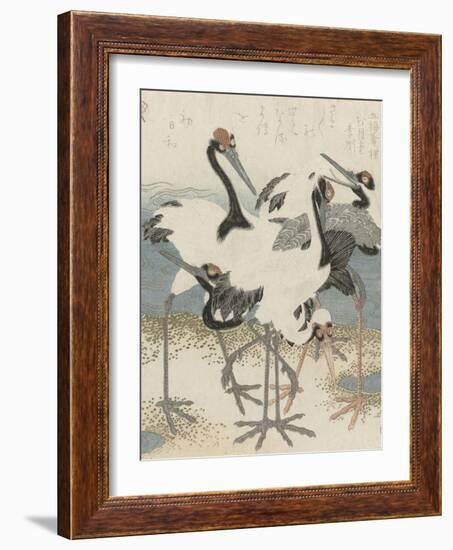 Cranes by the water, c.1816-Kubo Shunman-Framed Giclee Print