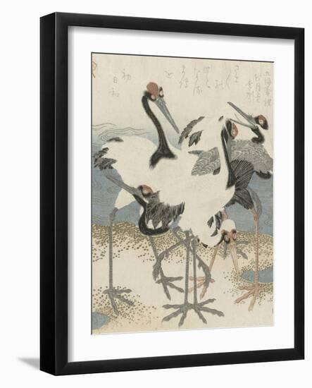 Cranes by the water, c.1816-Kubo Shunman-Framed Giclee Print