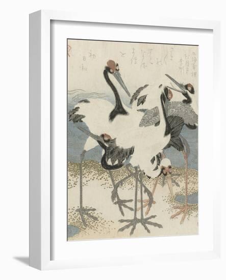 Cranes by the water, c.1816-Kubo Shunman-Framed Giclee Print