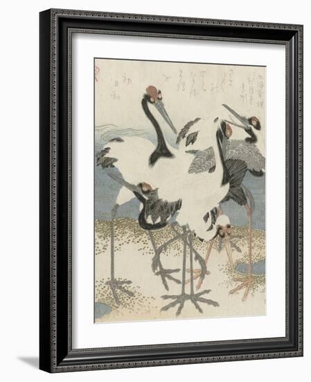 Cranes by the water, c.1816-Kubo Shunman-Framed Giclee Print