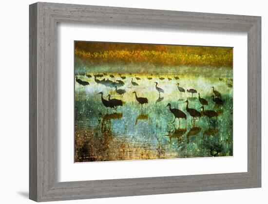 Cranes in Mist I-Chris Vest-Framed Art Print