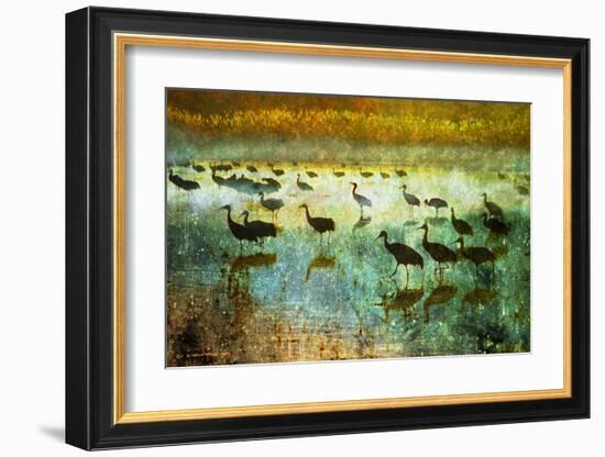 Cranes in Mist I-Chris Vest-Framed Art Print