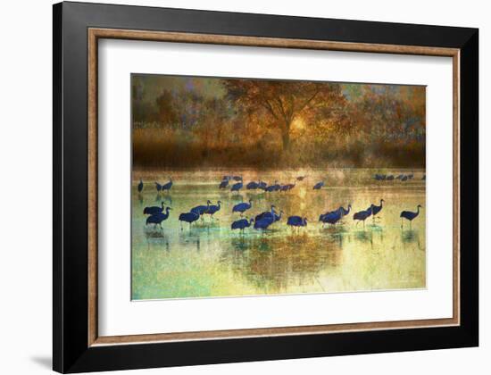 Cranes in Mist II-Chris Vest-Framed Art Print