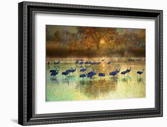 Cranes in Mist II-Chris Vest-Framed Art Print