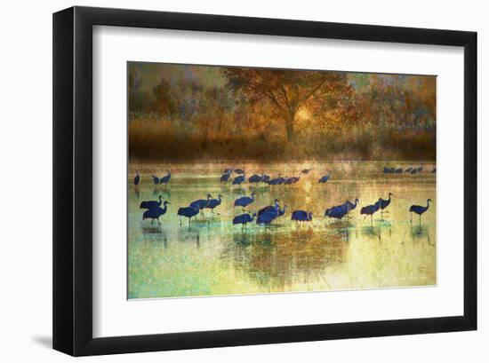 Cranes in Mist II-Chris Vest-Framed Art Print