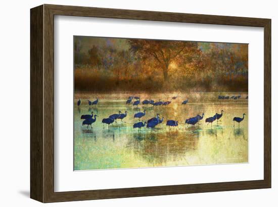 Cranes in Mist II-Chris Vest-Framed Art Print