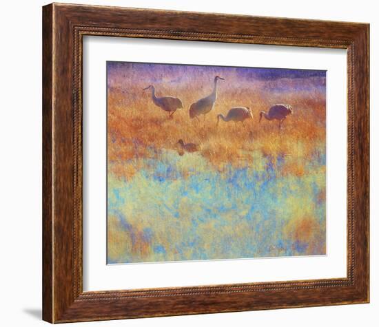 Cranes in Soft Mist-Chris Vest-Framed Art Print