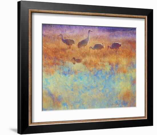 Cranes in Soft Mist-Chris Vest-Framed Art Print