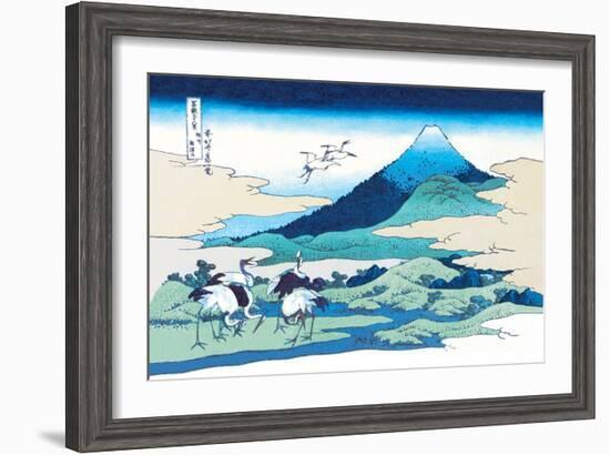 Cranes Nearby Mount Fuji-Katsushika Hokusai-Framed Art Print