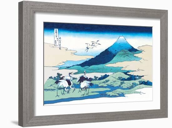 Cranes Nearby Mount Fuji-Katsushika Hokusai-Framed Art Print