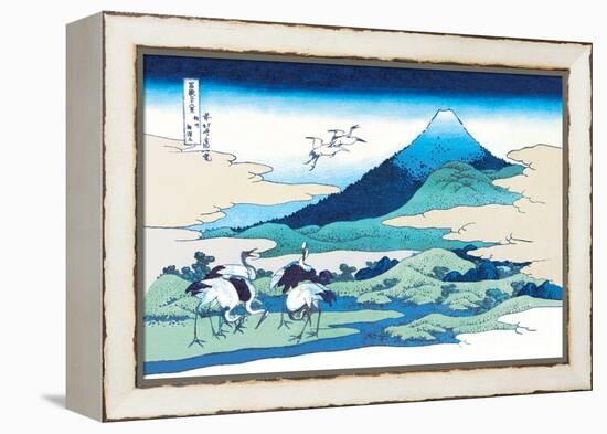 Cranes Nearby Mount Fuji-Katsushika Hokusai-Framed Stretched Canvas