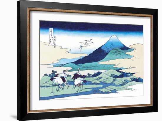 Cranes Nearby Mount Fuji-Katsushika Hokusai-Framed Art Print