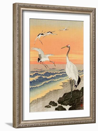 Cranes on Seashore-Koson Ohara-Framed Giclee Print