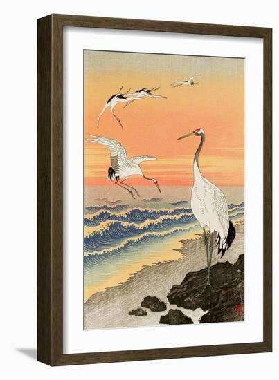 Cranes on Seashore-Koson Ohara-Framed Giclee Print