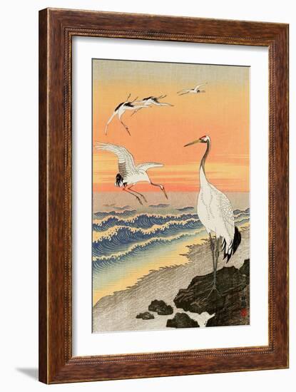 Cranes on Seashore-Koson Ohara-Framed Giclee Print