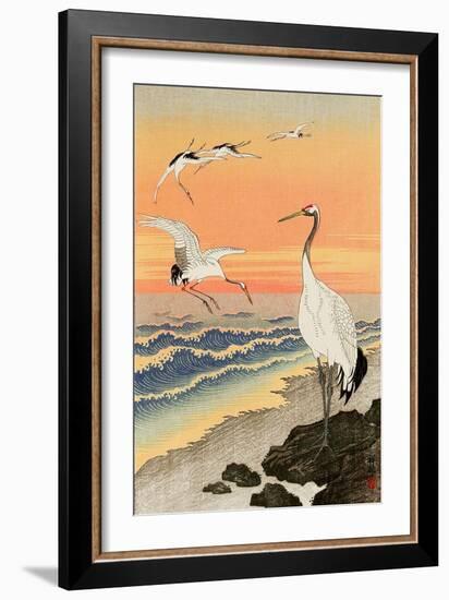 Cranes on Seashore-Koson Ohara-Framed Giclee Print