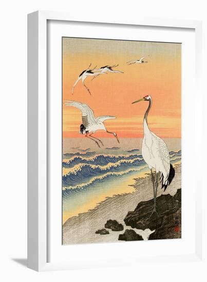 Cranes on Seashore-Koson Ohara-Framed Giclee Print