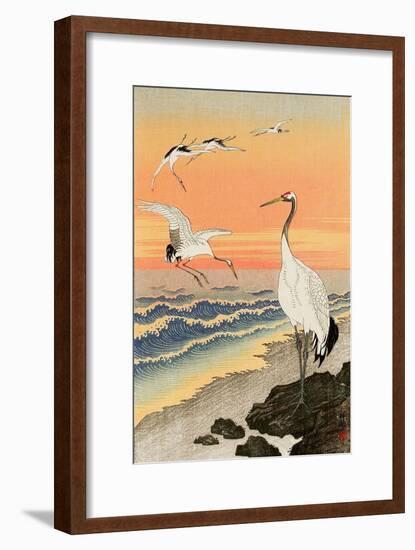 Cranes on Seashore-Koson Ohara-Framed Giclee Print