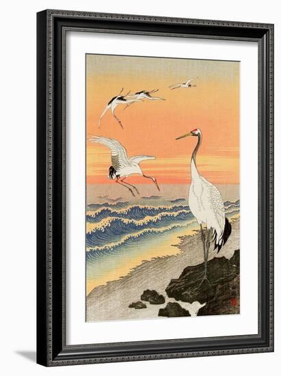 Cranes on Seashore-Koson Ohara-Framed Giclee Print