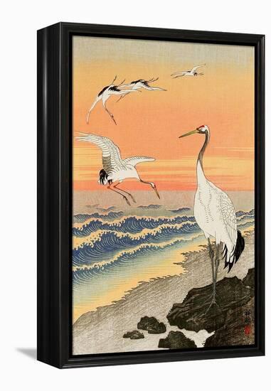 Cranes on Seashore-Koson Ohara-Framed Premier Image Canvas