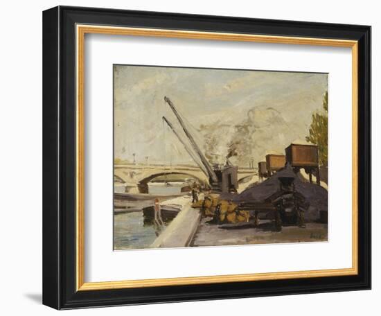 Cranes on the Seine-Maximilien Luce-Framed Giclee Print