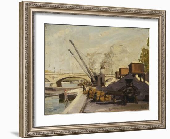 Cranes on the Seine-Maximilien Luce-Framed Giclee Print