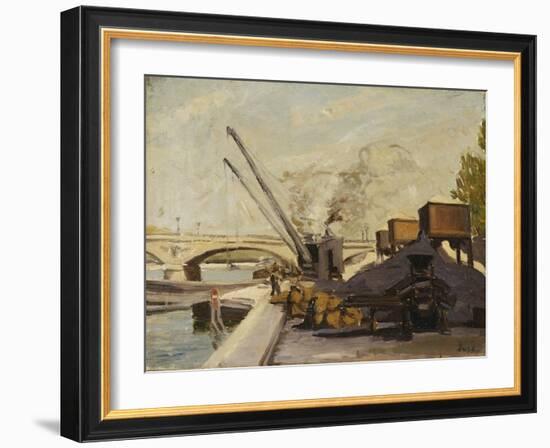 Cranes on the Seine-Maximilien Luce-Framed Giclee Print