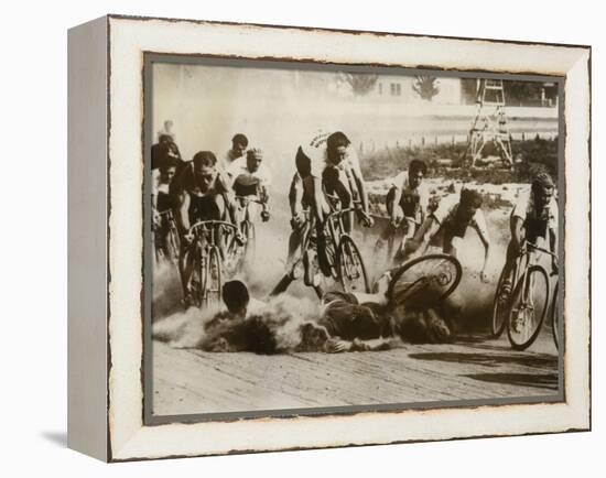 Crash at a Bicycle Race in Milwaukee, Wisconsin, 1934-null-Framed Premier Image Canvas