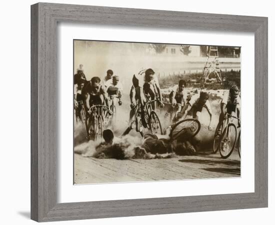 Crash at a Bicycle Race in Milwaukee, Wisconsin, 1934-null-Framed Photographic Print