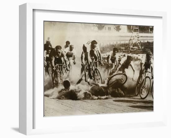 Crash at a Bicycle Race in Milwaukee, Wisconsin, 1934-null-Framed Photographic Print