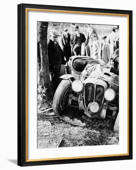 Crash of the Le Mans 24 Hours Winner at Spa, Belgium, 1938-null-Framed Photographic Print