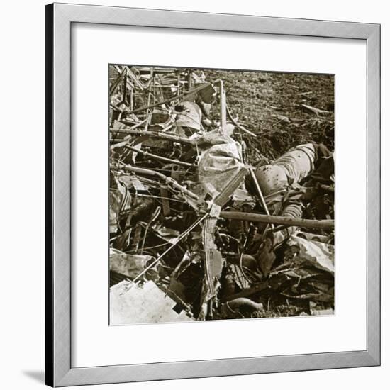 Crashed plane, Aisne, France, c1914-c1918-Unknown-Framed Photographic Print