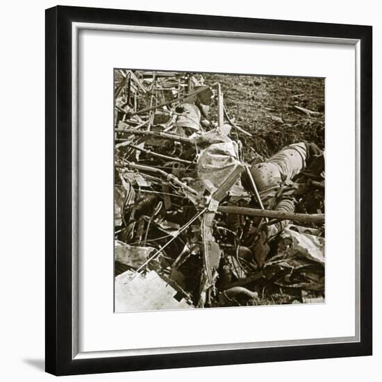 Crashed plane, Aisne, France, c1914-c1918-Unknown-Framed Photographic Print