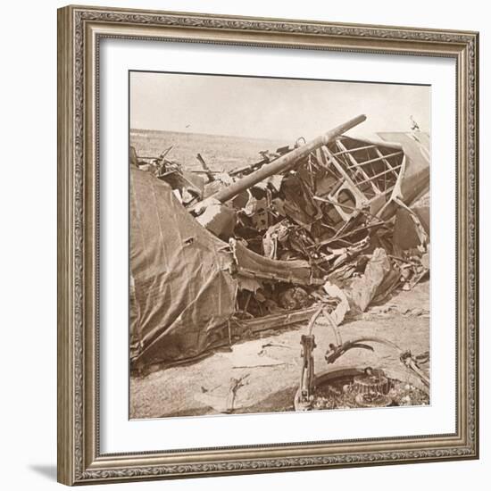 Crashed plane, Sainte-Marie-à-Py, northern France, c1914-c1918-Unknown-Framed Photographic Print